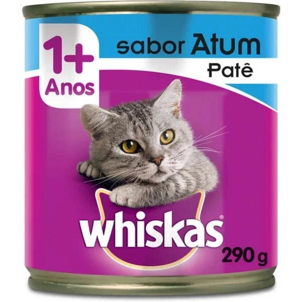 Ração Úmida Whiskas Lata para Gatos Adultos Sabor Atum 290g 15un