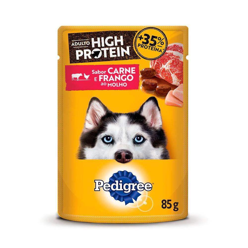 Ração Úmida Pedigree Sachê High Protein Cães Adultos Carne e Frango 85 g