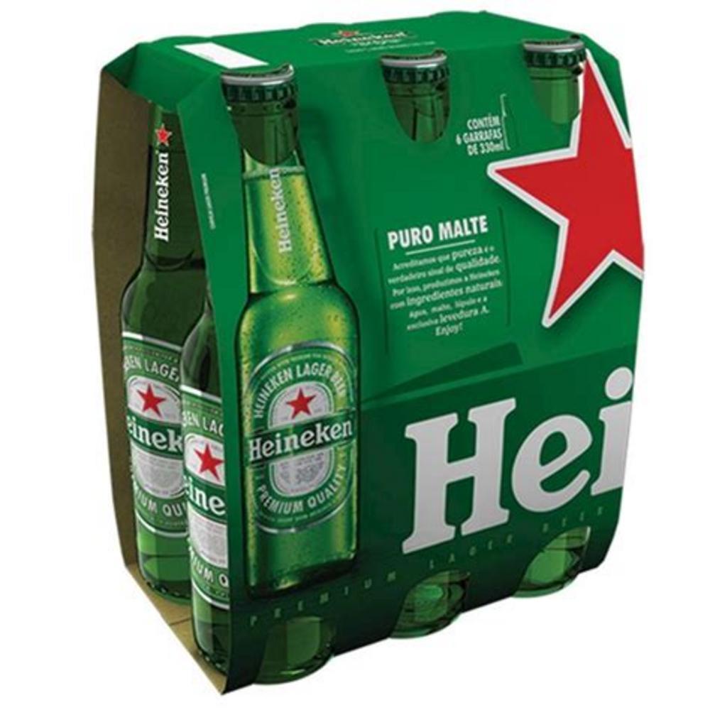 6 un. Heineken Cerveja Long Neck 330ml - Pack