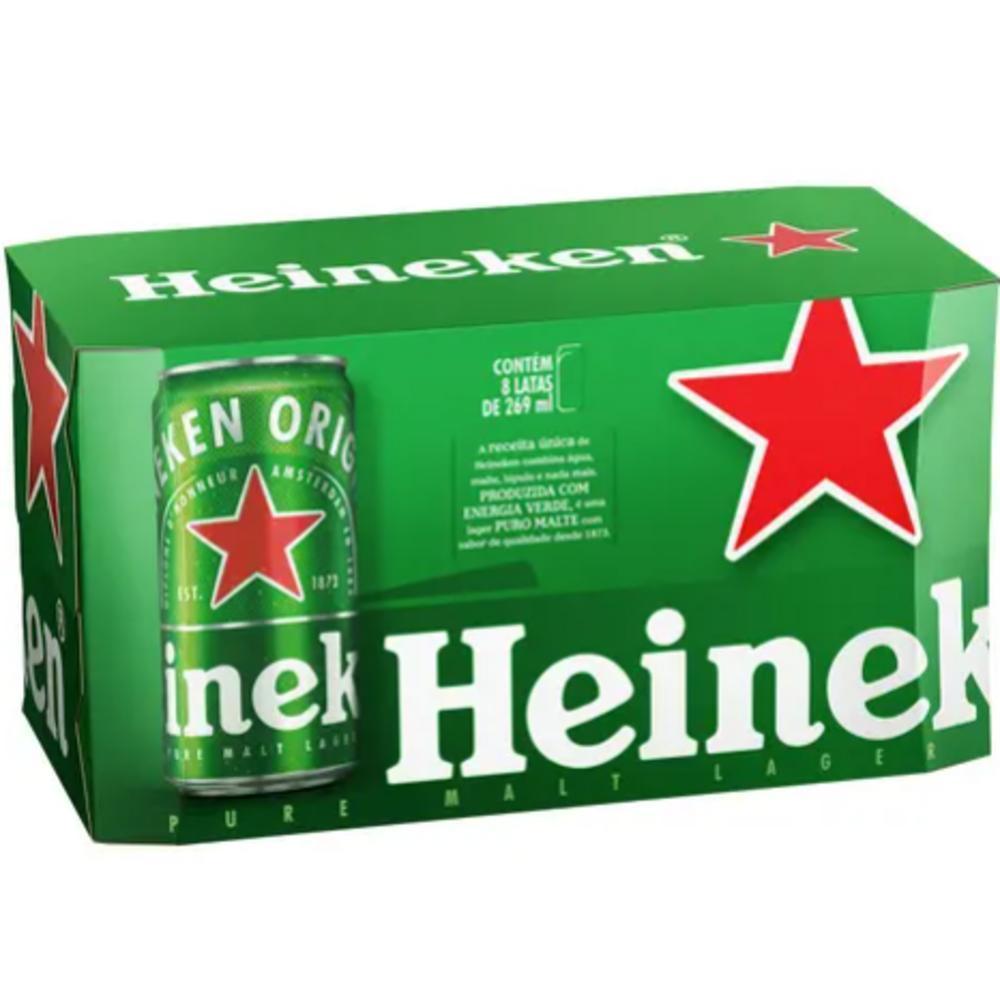 Heineken Cerveja Lata 269ml - Pack com 8 Unidades