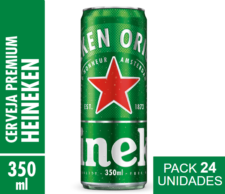 Cerveja Lager Heineken Lata 350ml - Pack com 24 Unidades