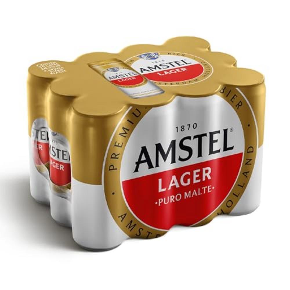Amstel Cerveja Lager Lata Sleek 350ml - Pack com 12 Unidades