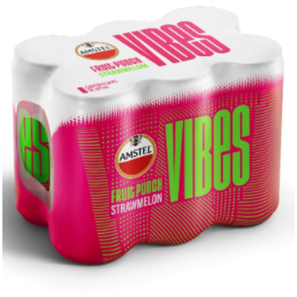Amstel Vibes Melância e Morango Lata 269ml - Pack com 6 unidades