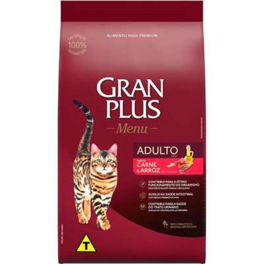 Ração para Gatos Adultos Menu Sabor Carne e Arroz Gran Plus 3Kg
