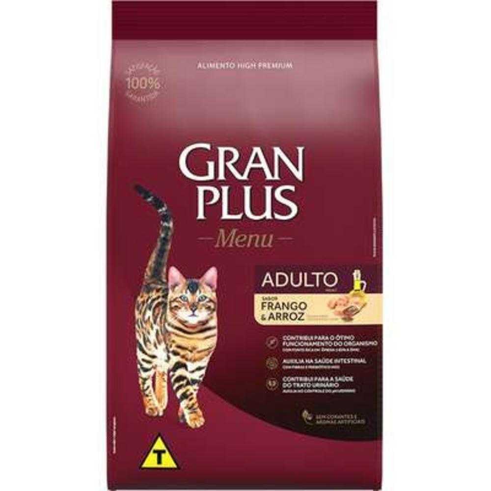 Ração Gran Plus Frango e Arroz para Gatos Adultos - 1Kg