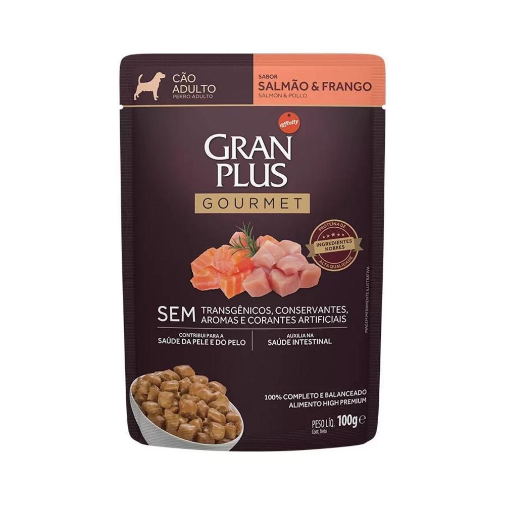 Ração Úmida GranPlus Gourmet Sachê Salmão & Frango para Cães Adultos - 100g