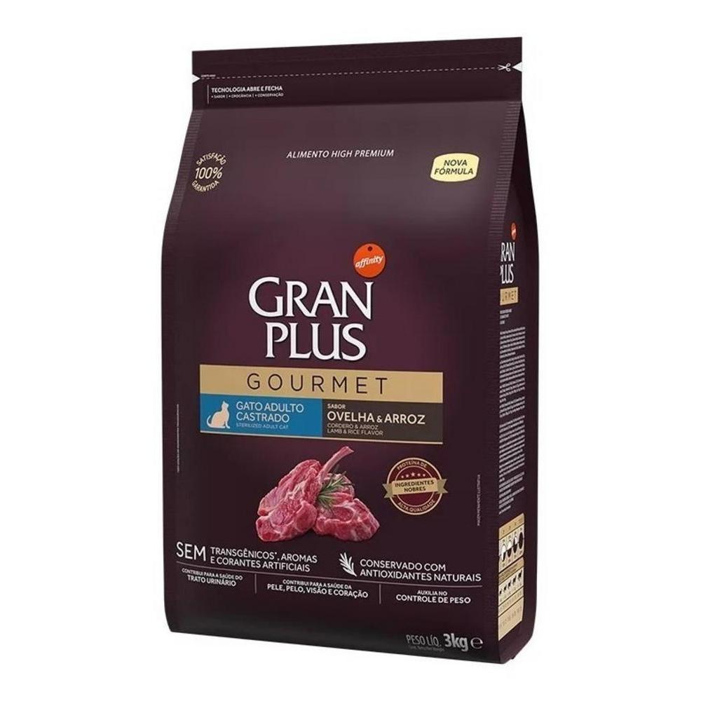 Gran Plus Gourmet Gatos Castrados Ovelha e Arroz 3Kg