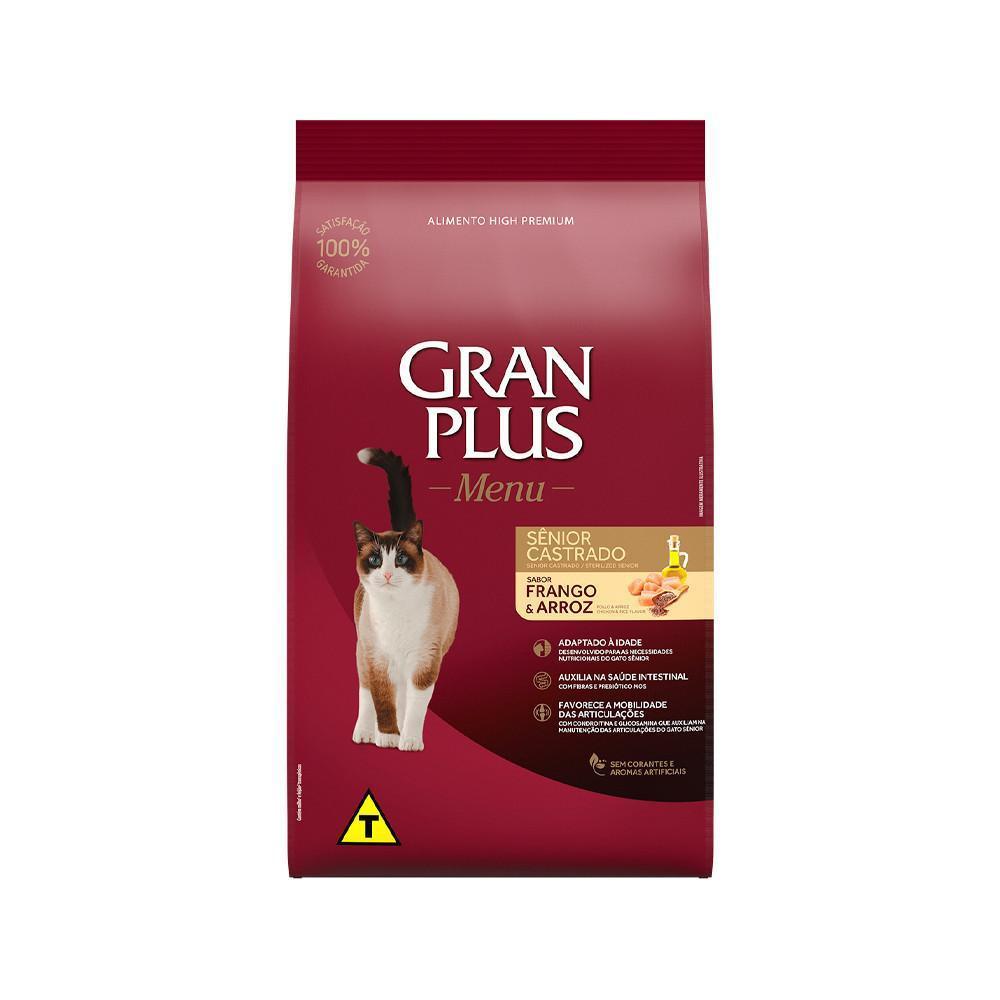 Ração GranPlus Menu Para Gatos Sênior Castrados Sabor Frango e Arroz 3kg