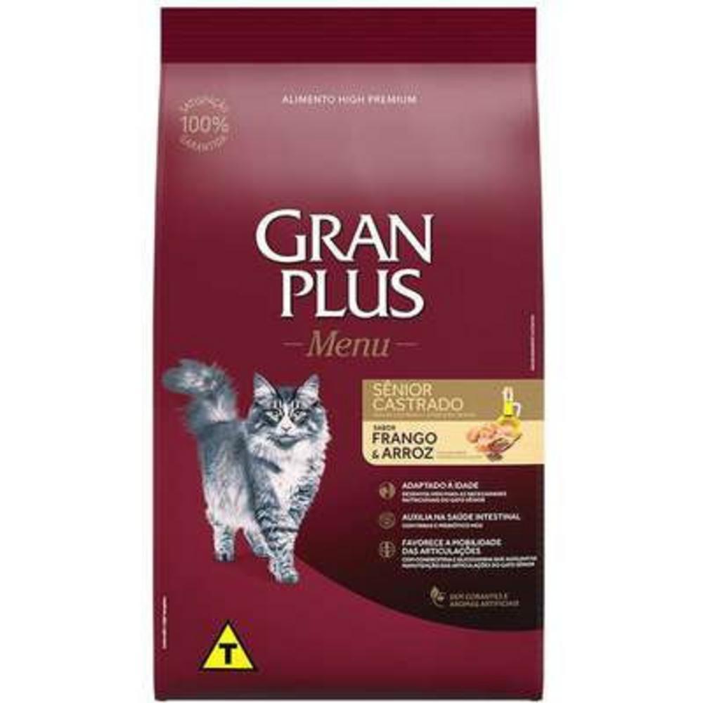 Ração para Gatos Sênior Castrado Sabor Frango e Arroz Gran Plus 10,1Kg