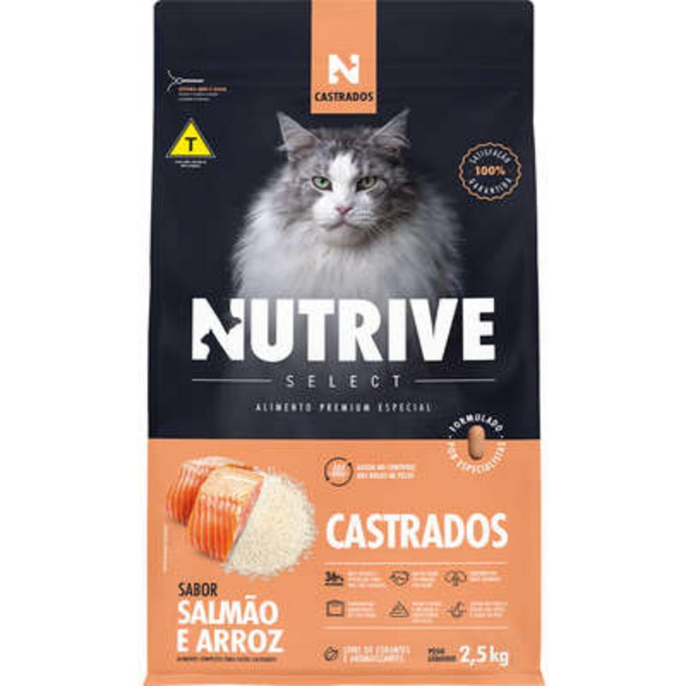 Ração Seca Nutrive Select Salmão e Arroz Gatos Castrados - 2,5Kg