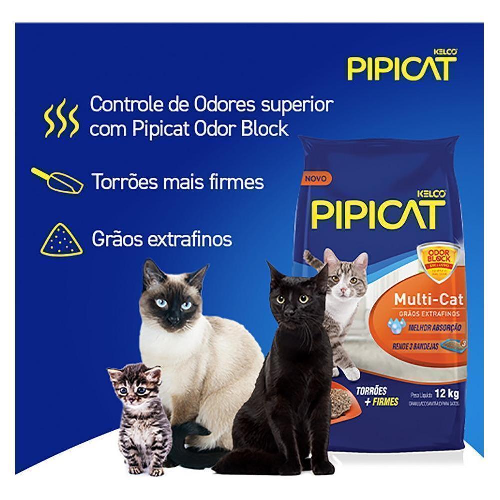 Areia Sanitária Pipicat Grãos Extrafinos Multi-Cat Kelco 12Kg