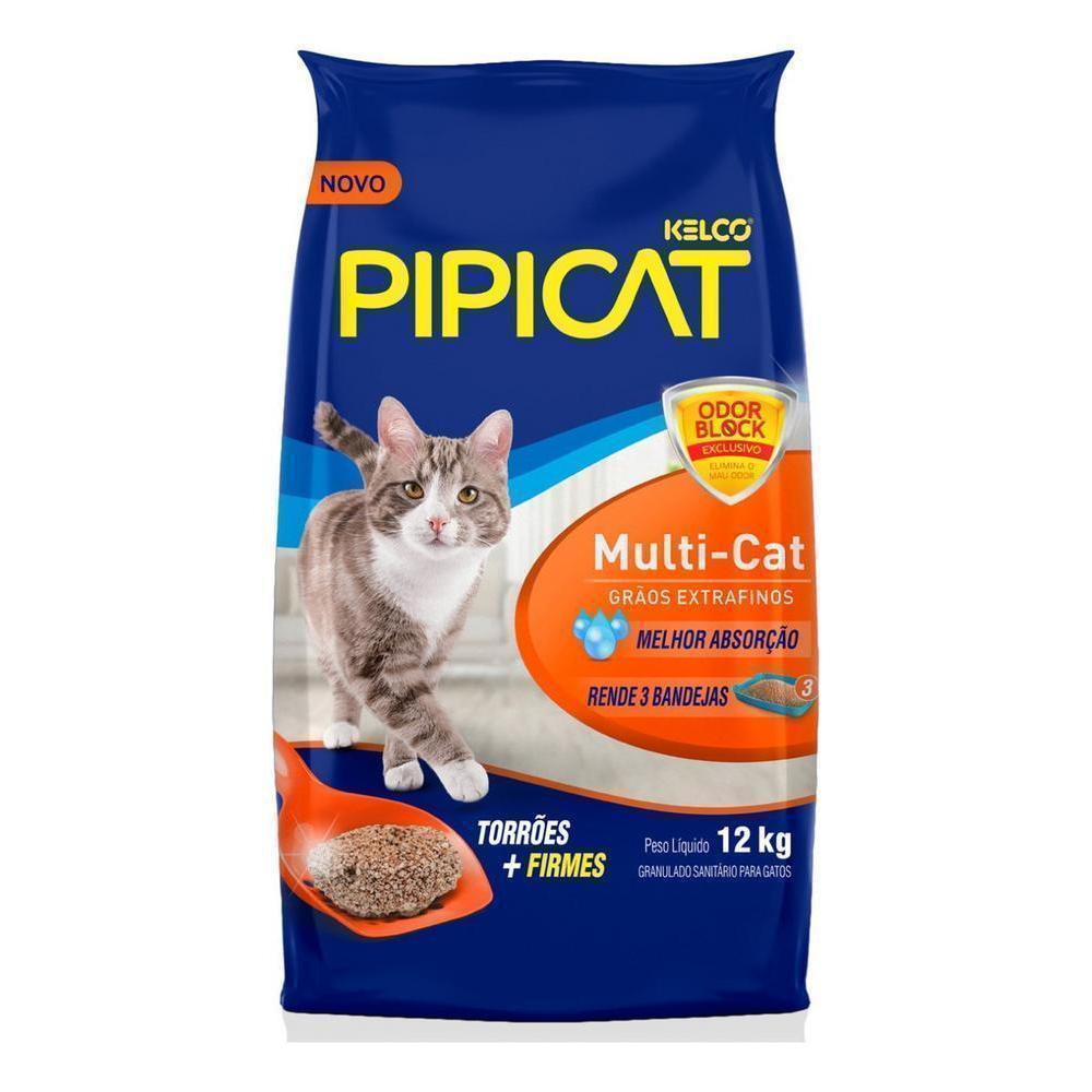 Areia Sanitária Pipicat Grãos Extrafinos Multi-Cat Kelco 12Kg