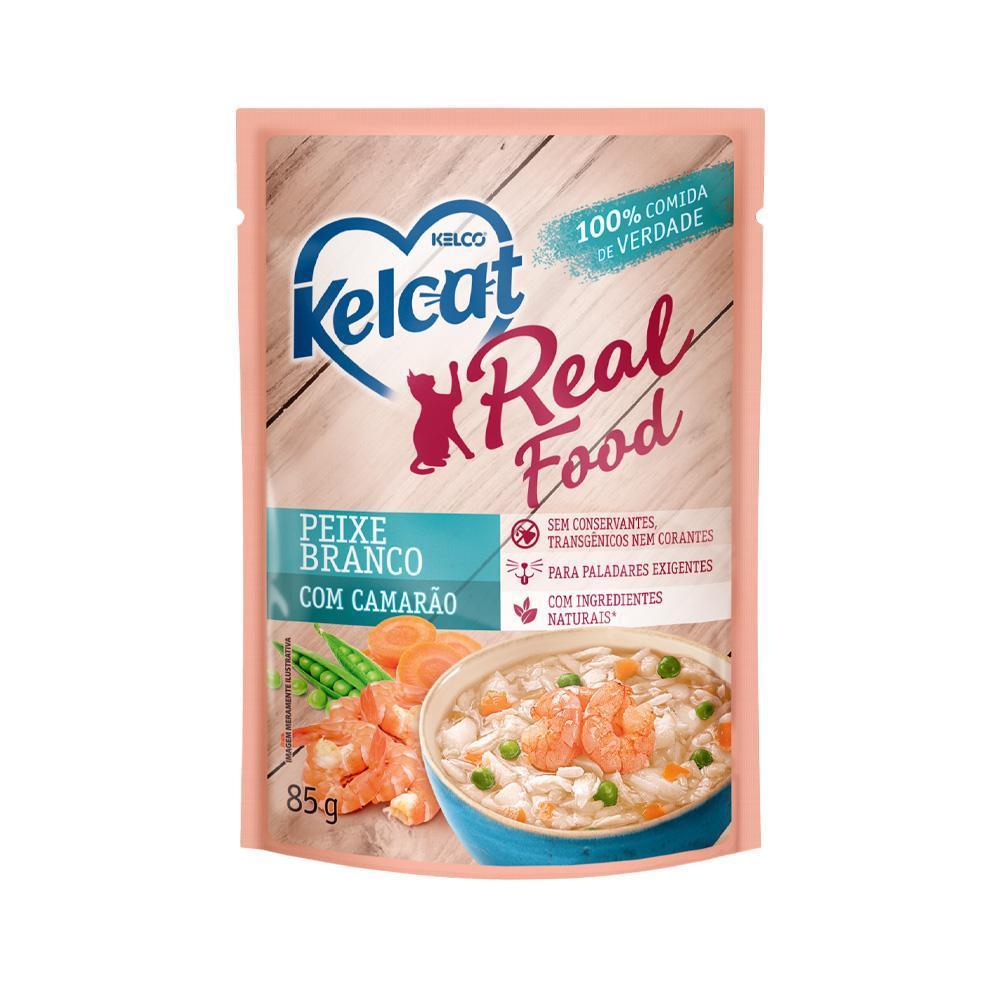 Ração Úmida Kelcat Real Food Peixe Branco com Camarão - 85 g