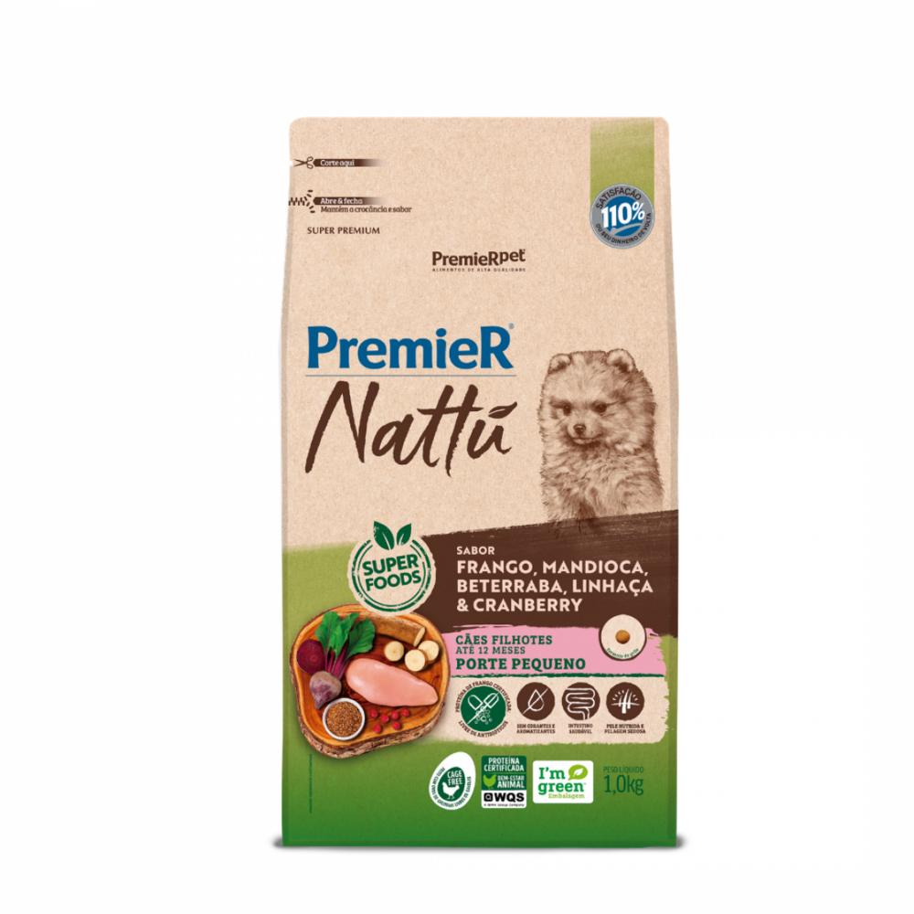 Ração Premier Nattu para Cães Filhotes de Raças Pequenas Sabor Mandioca 1kg