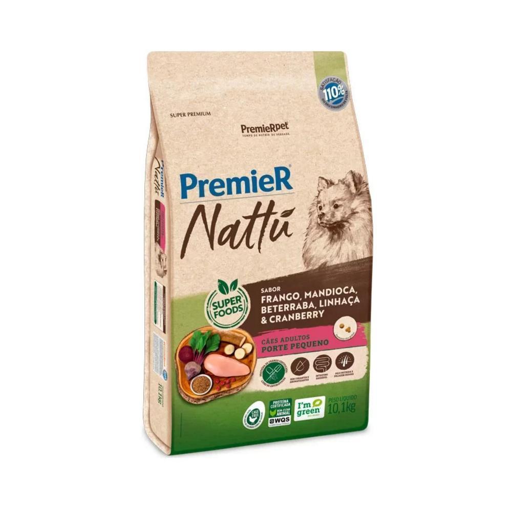 Ração Premier Nattú Cães Adultos Pequeno Porte Sabor Mandioca 1Kg