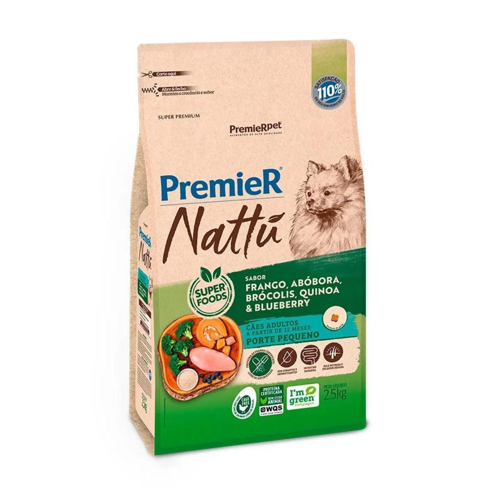 Ração Premier Nattú Cães Adultos Pequeno Porte Sabor Abóbora 2,5Kg