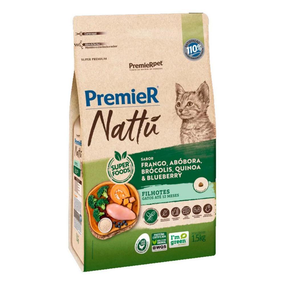Ração para Gatos Filhotes Sabor Abóbora Nattú Premier 1,5Kg