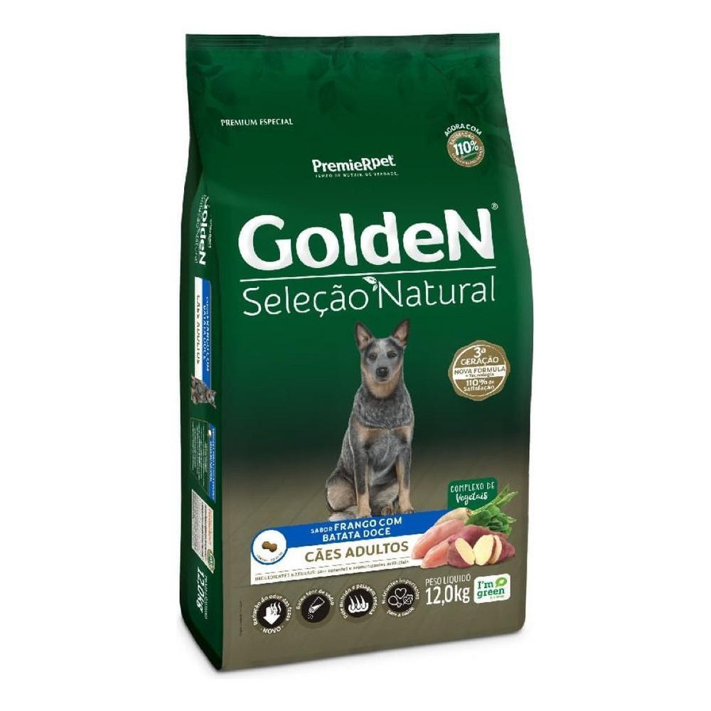 Ração Golden Seleção Natural para Cães Adultos de Porte Médio e Grande Sabor Frango com Batata Doce