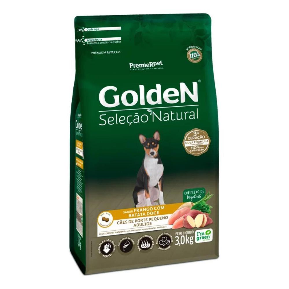 Ração Golden Seleção Natural para Cães Adultos de Porte Pequeno Sabor Frango com Batata Doce