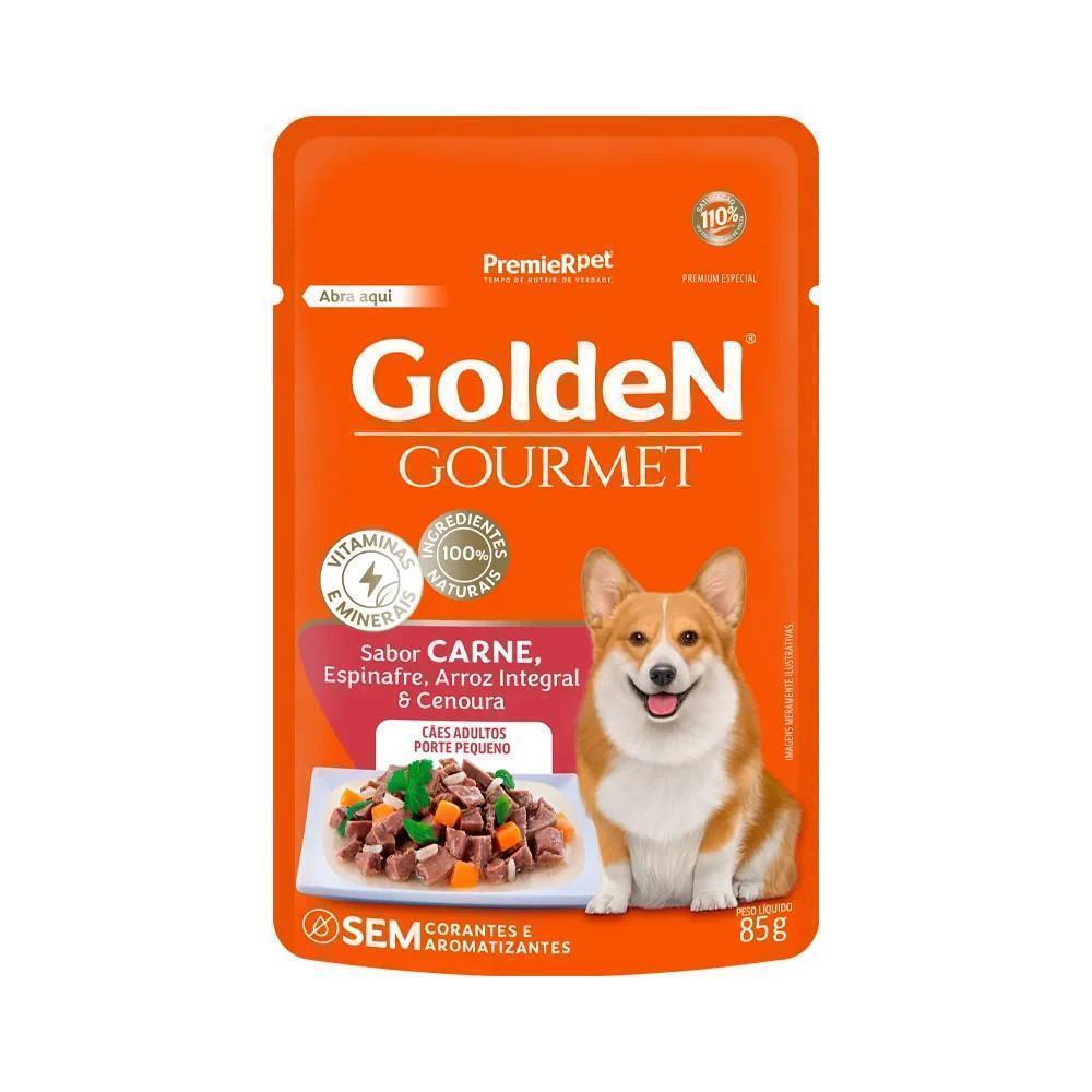 GoldeN Gourmet Cães Adultos Porte Pequeno Carne, Espinafre, Arroz e Cenoura 85g