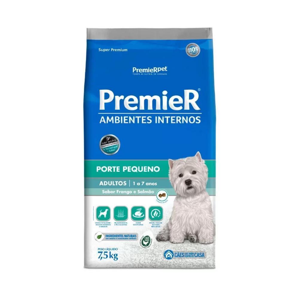 Ração Premier Pet Ambientes Internos Cães Adultos Frango e Salmão 7.5kg