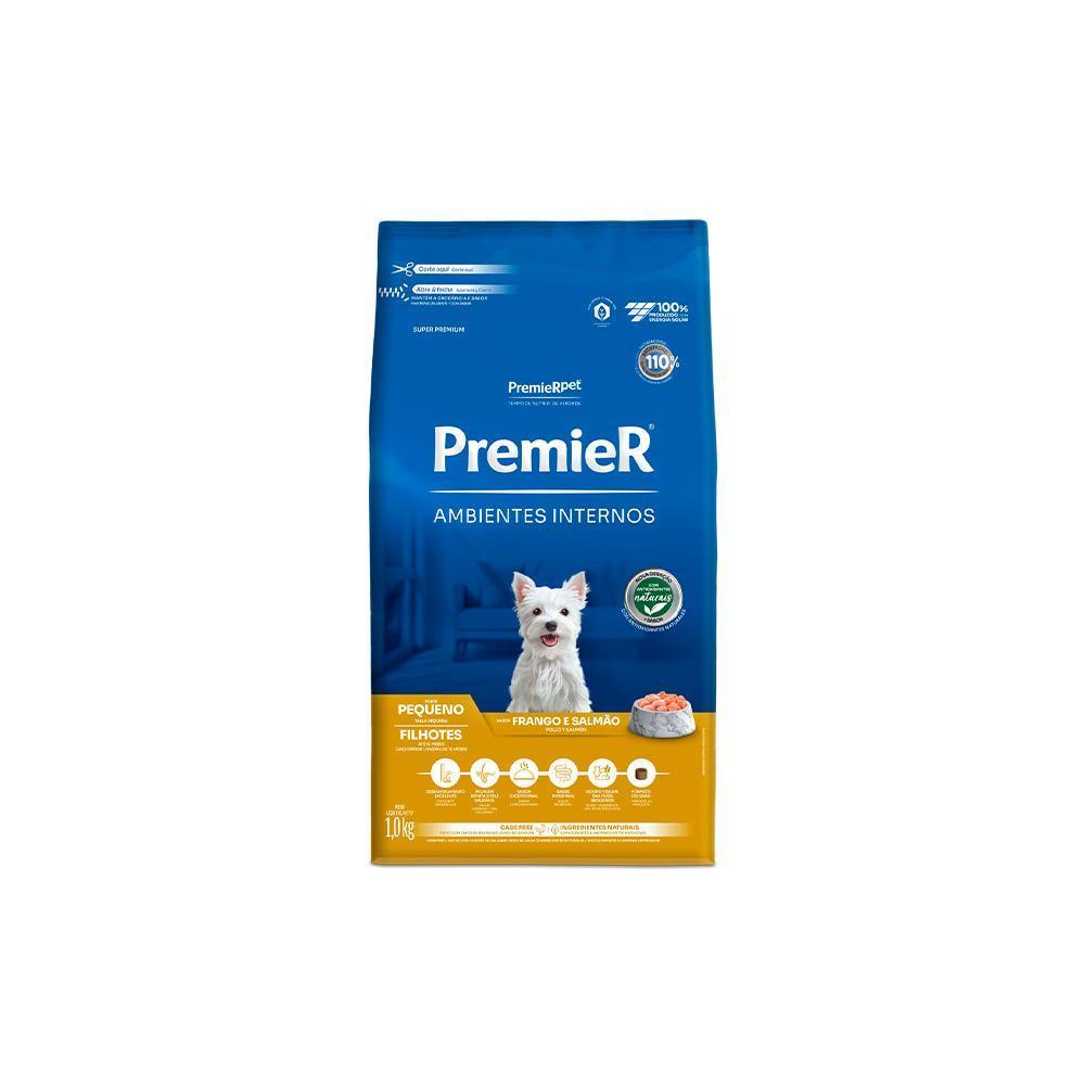 Ração Premier Pet Ambientes Internos Cães Filhotes Frango e Salmão 1kg
