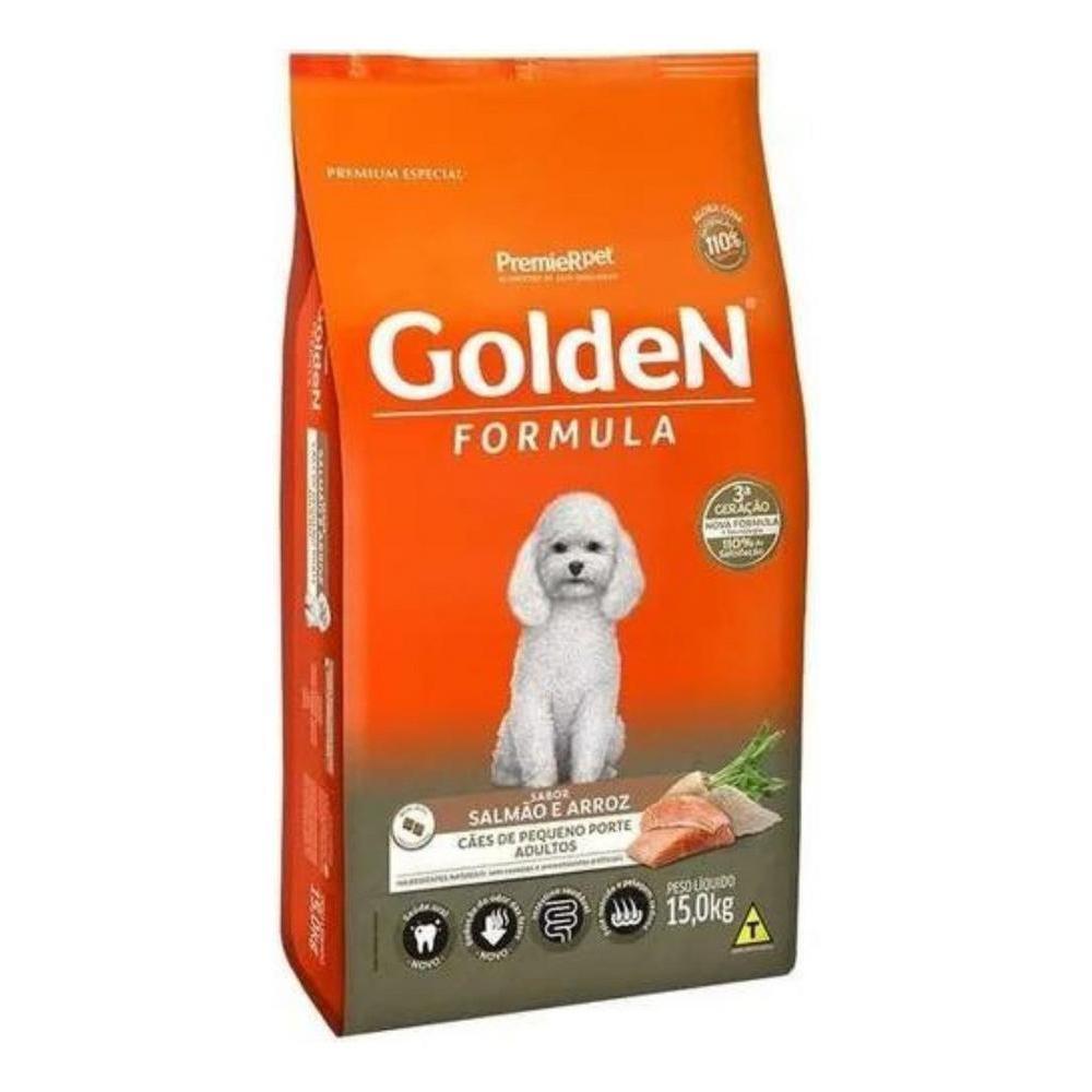 Ração Golden Fórmula Mini Bits para Cães Adultos de Porte Pequeno Sabor Salmão e Arroz