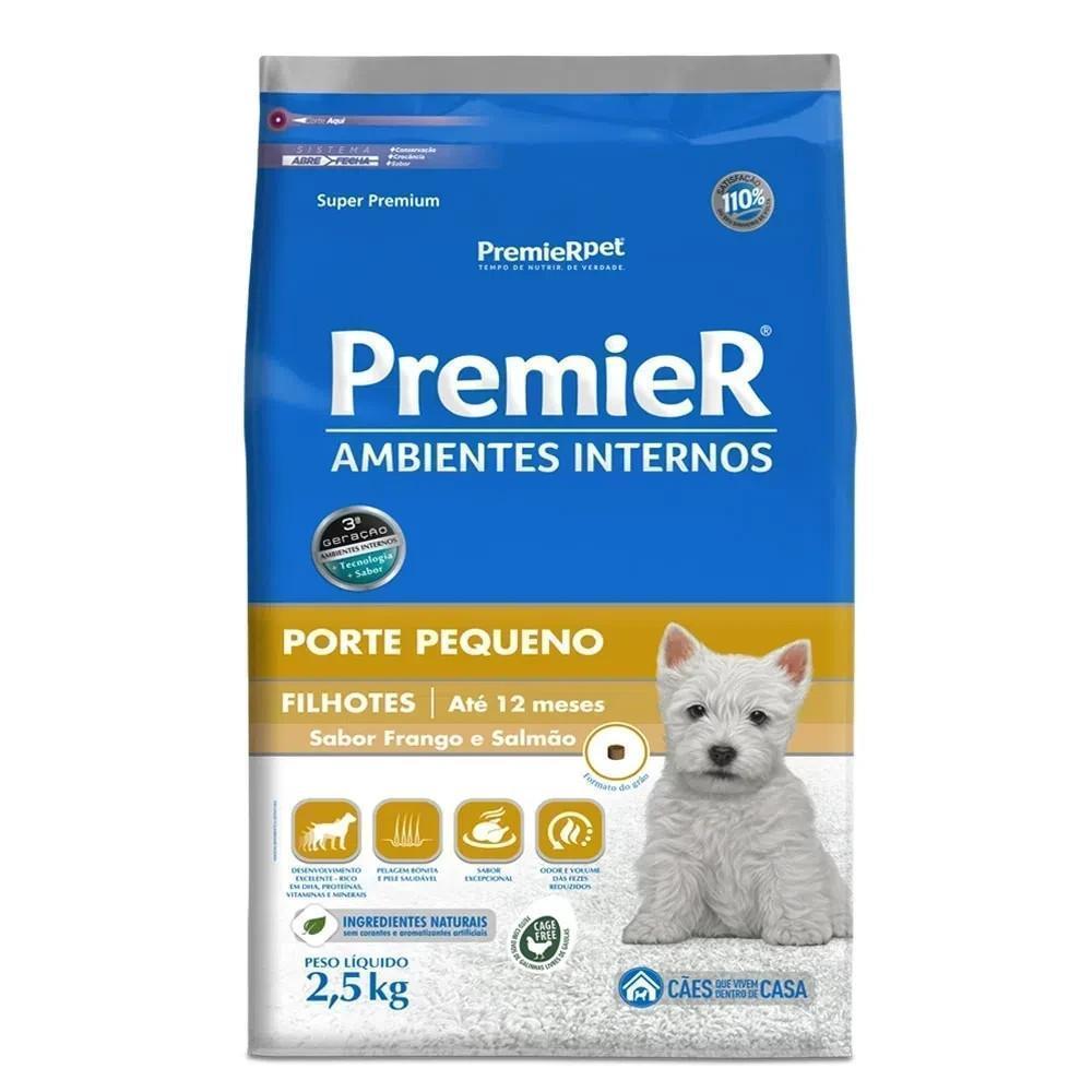 Ração Premier Pet Ambientes Internos Cães Filhotes Frango e Salmão 2.5kg