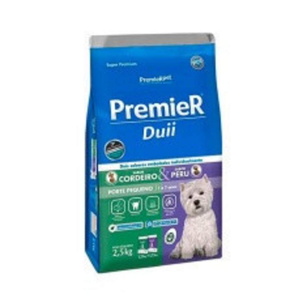 Ração Premier Duii Ambientes Internos para Cães Adultos de Raças Pequenas Sabor Cordeiro e Peru 2,5kg