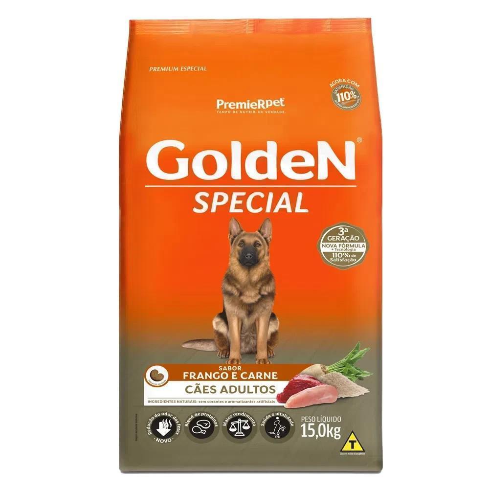 Ração pra Cães Adultos Golden Special sabor Frango e Carne 15kg