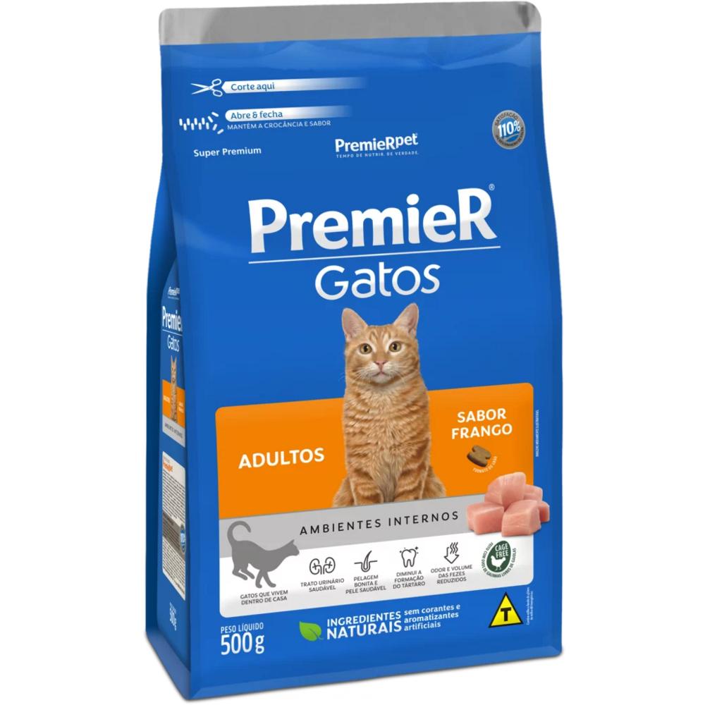Ração Seca PremieR Gatos Adultos Ambientes Internos sabor Frango 7.5kg