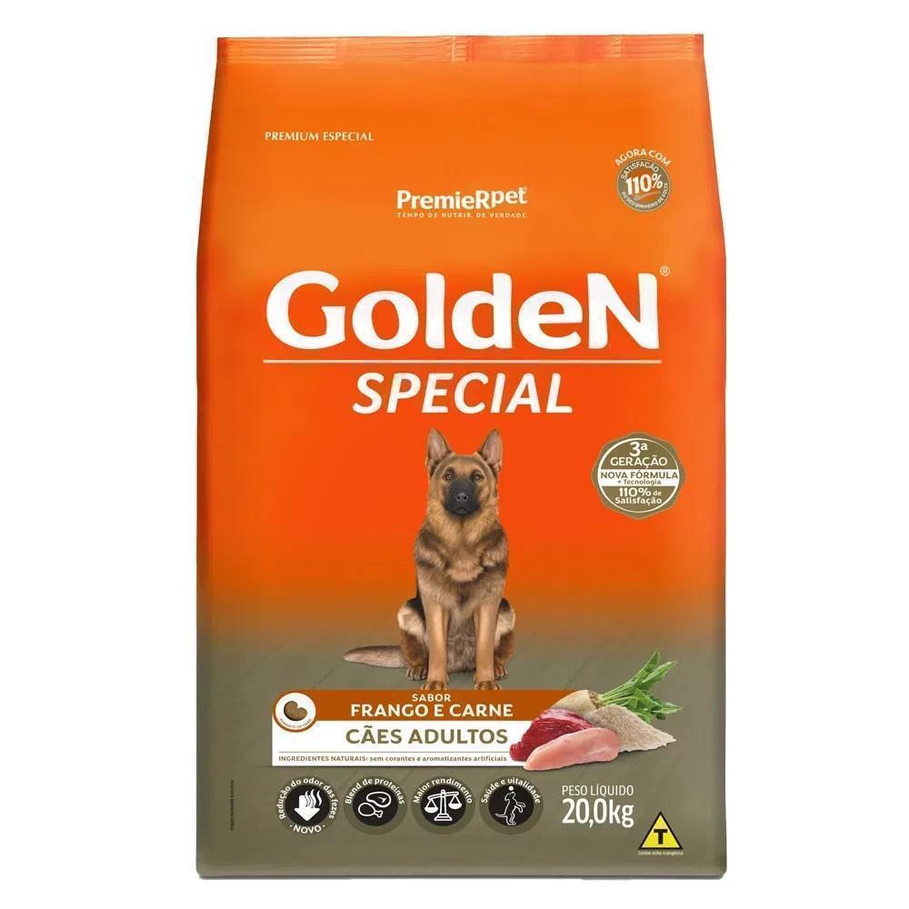 Ração pra Cães Adultos Golden Special sabor Frango e Carne 20kg
