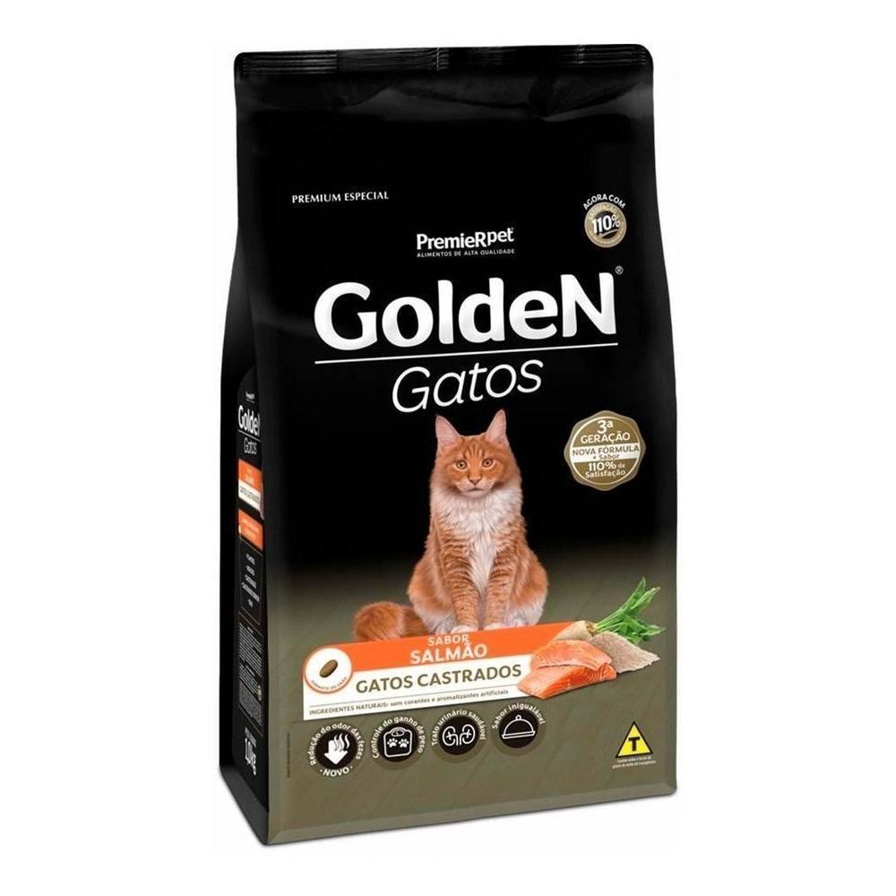 Ração pra Gatos Castrados Golden sabor Salmão 3kg