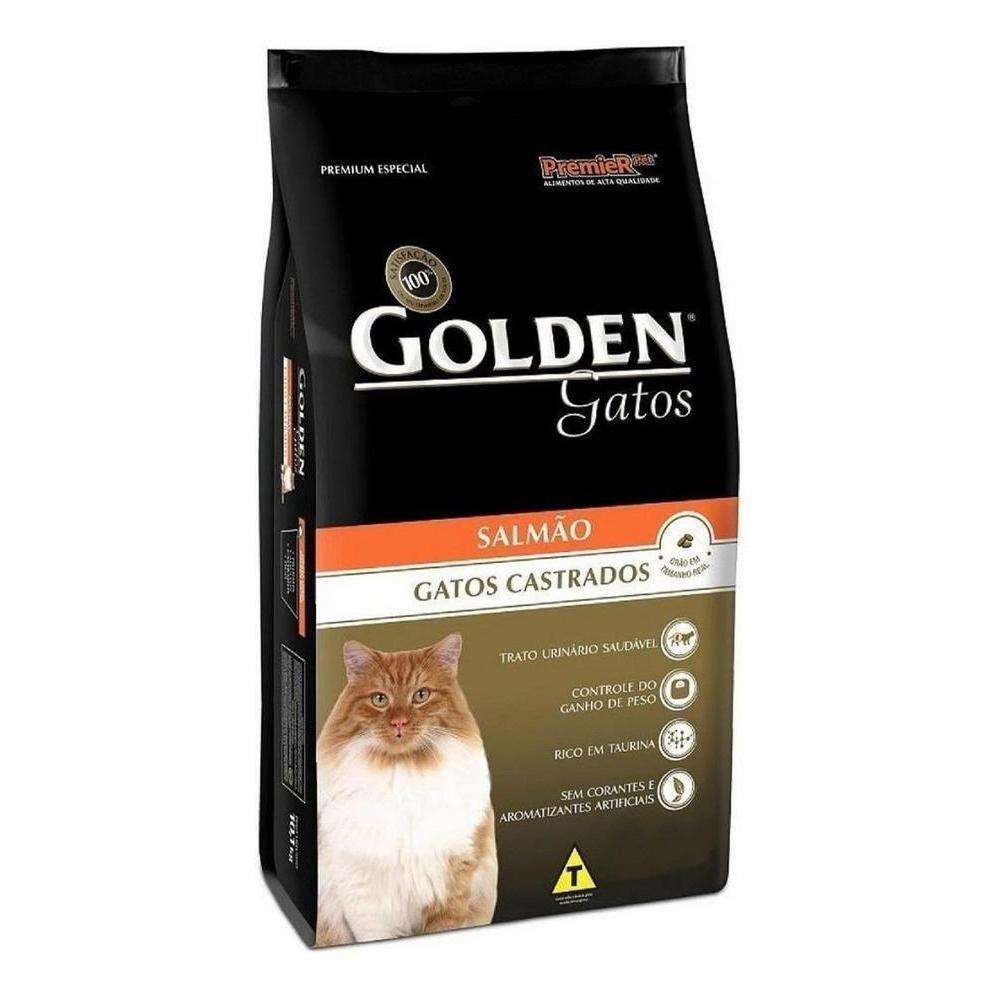 Ração pra Gatos Castrados Golden sabor Salmão 3kg