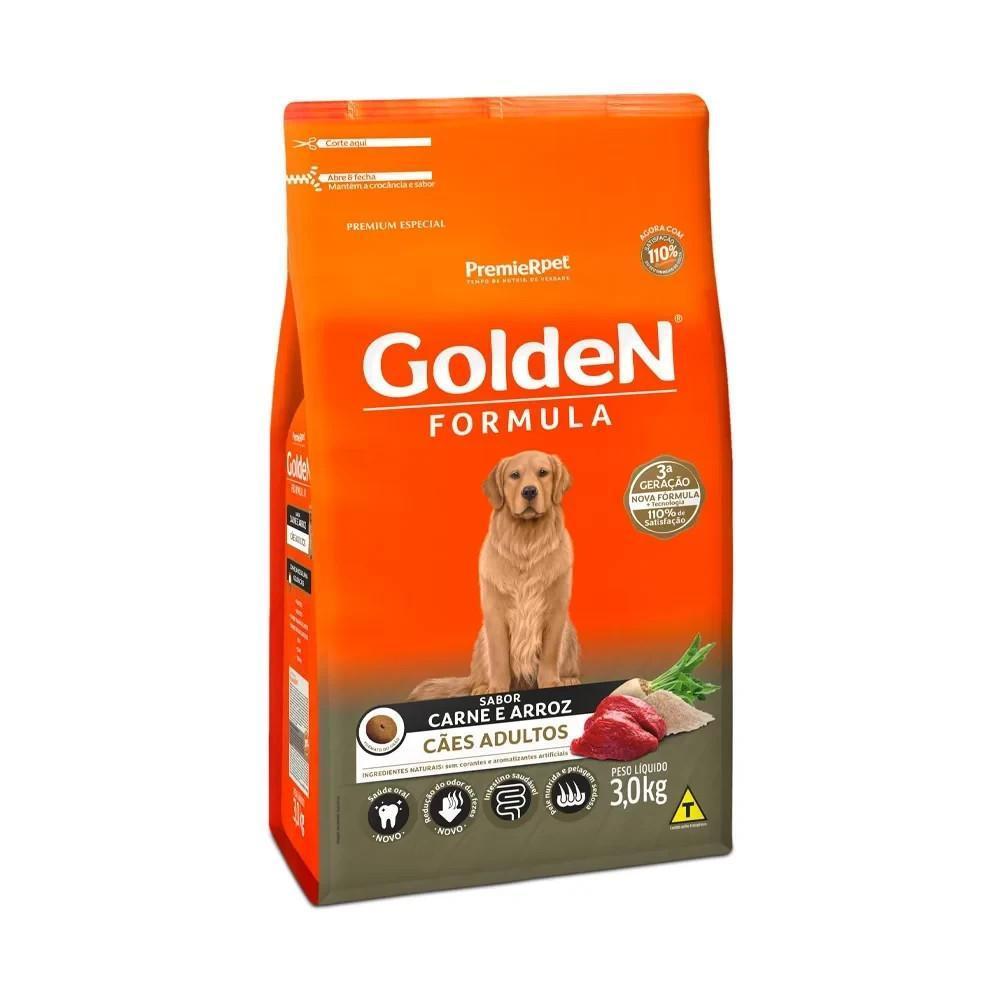 Ração Seca Golden Fórmula Cães Adultos Carne E Arroz - 3Kg