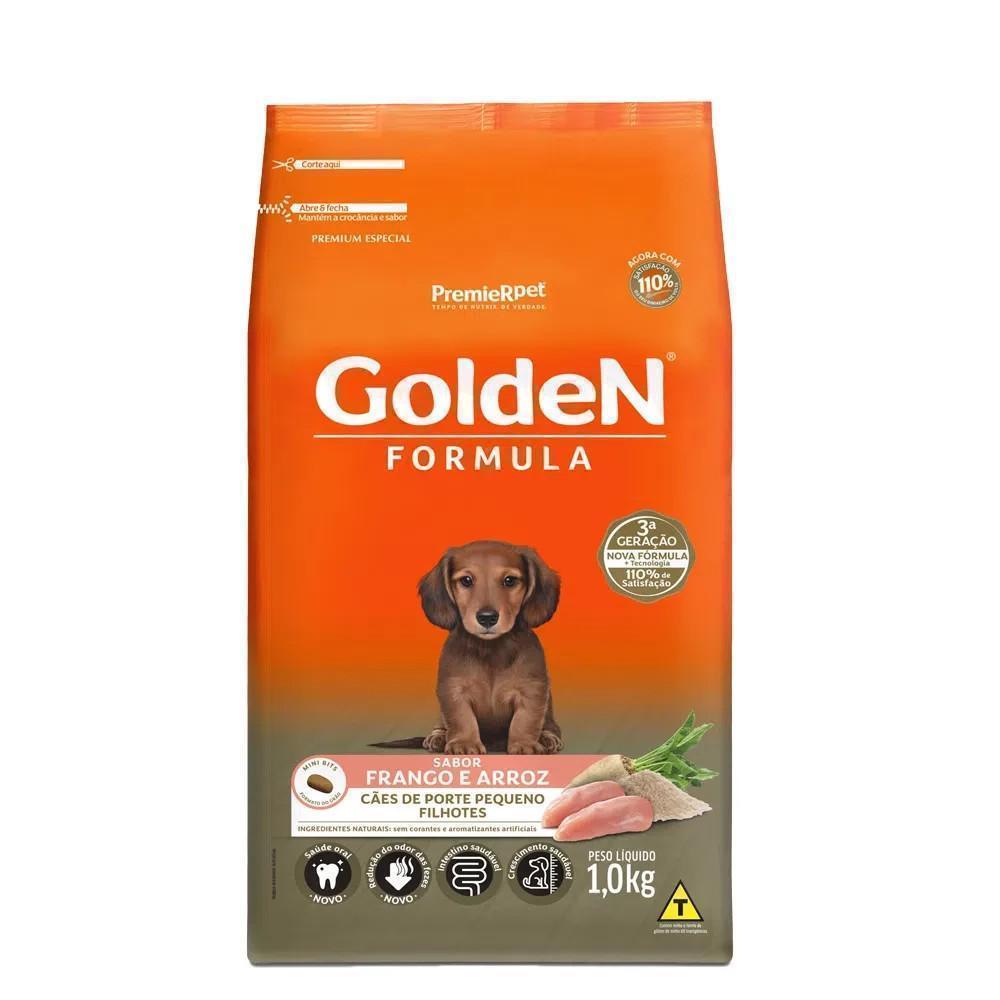 Ração pra Cães Filhotes Raças Pequenas Golden Fórmula sabor Frango e Arroz Mini Bits 1kg