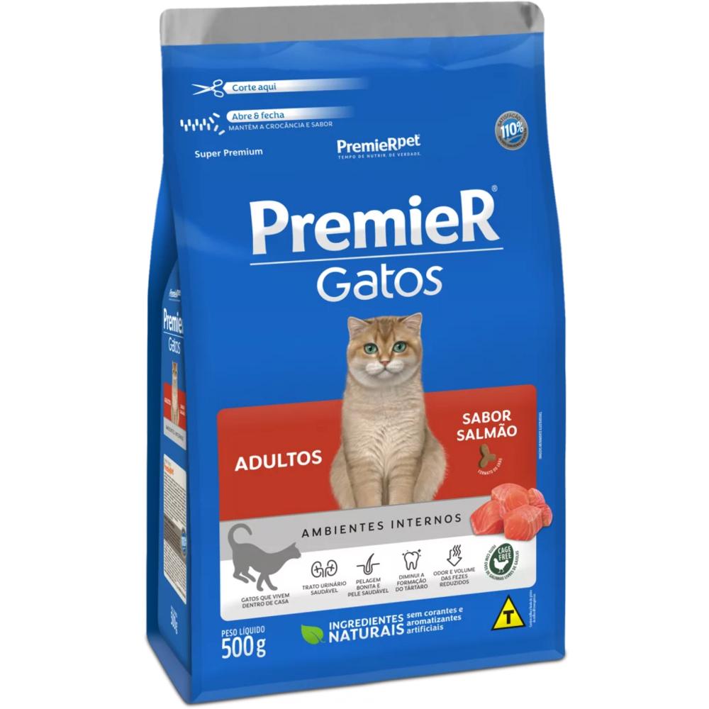 Ração Seca PremieR Gatos Adultos Ambientes Internos sabor Salmão 500g