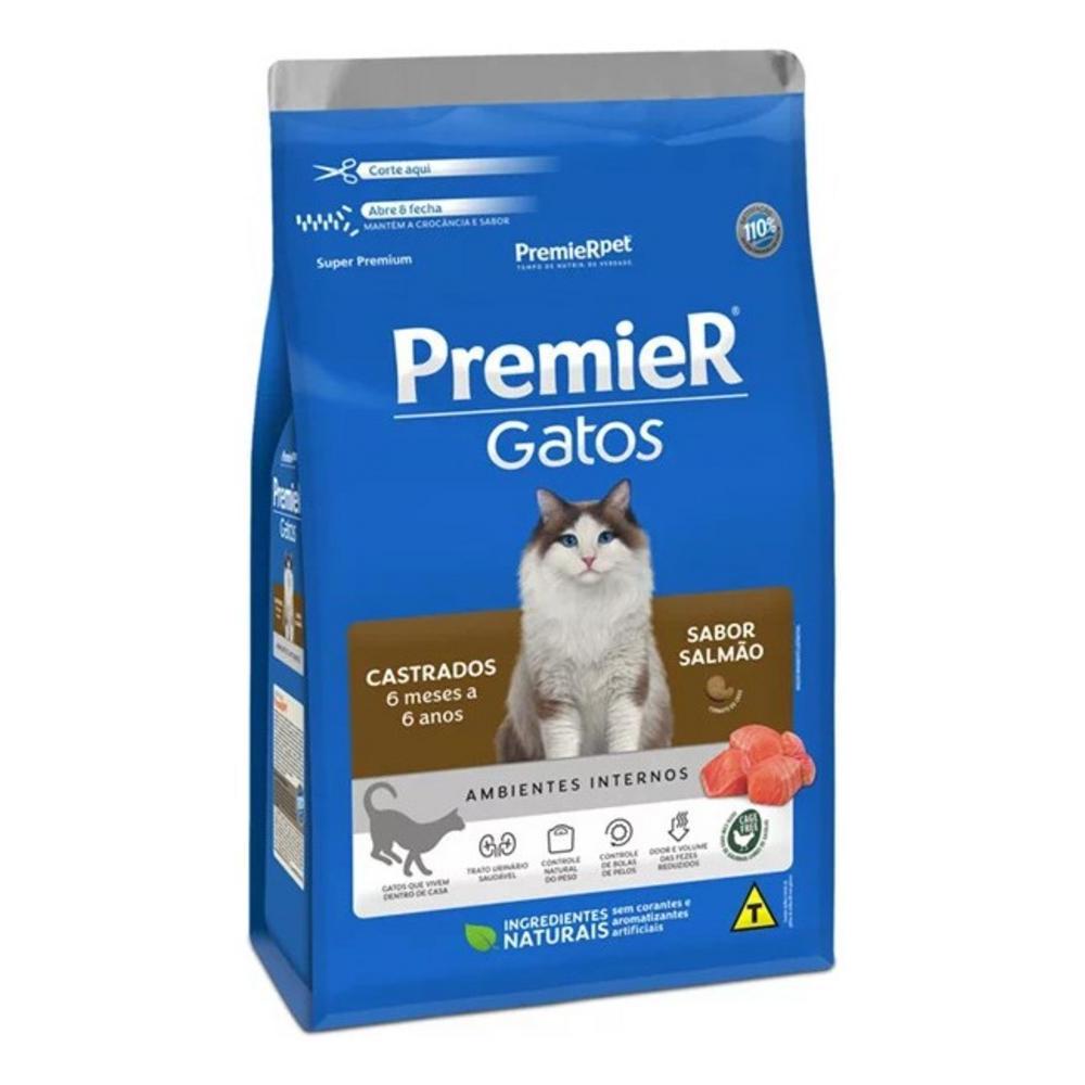 Ração Premier Gatos Castrados Ate 7 Anos Salmao 7,5Kg