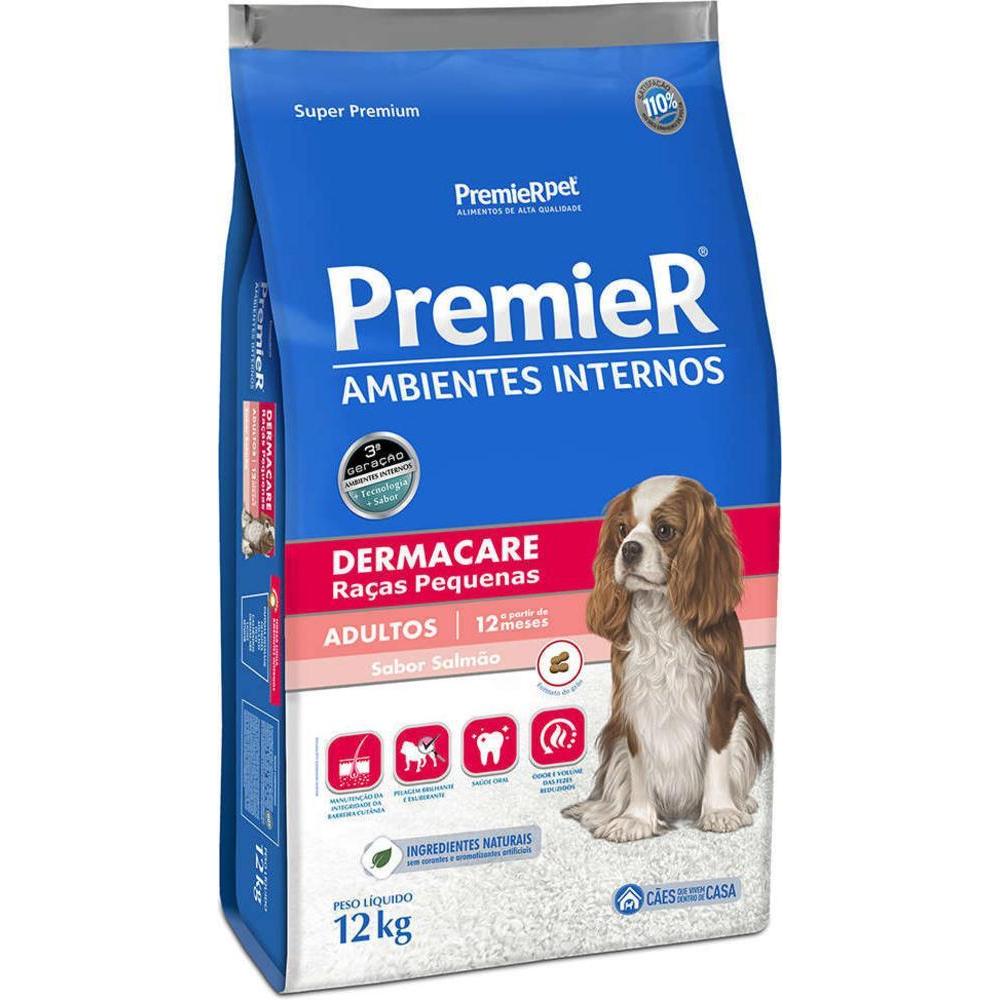 Ração para Cães Adultos Ambientes Internos Dermacare Sabor Salmão Premier Pet 12Kg