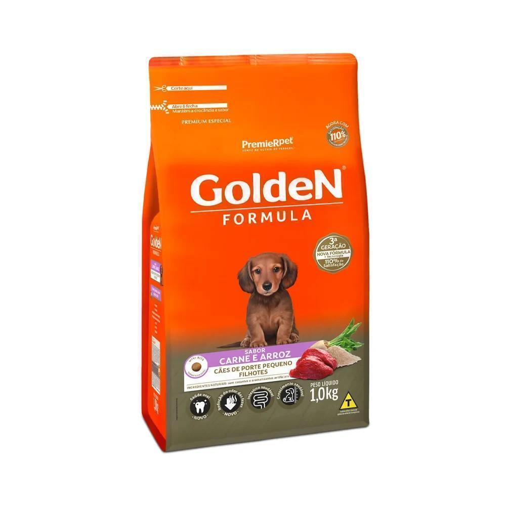 Ração pra Cães Filhotes Raças Pequenas Golden Fórmula sabor Carne e Arroz Mini Bits 10.1kg