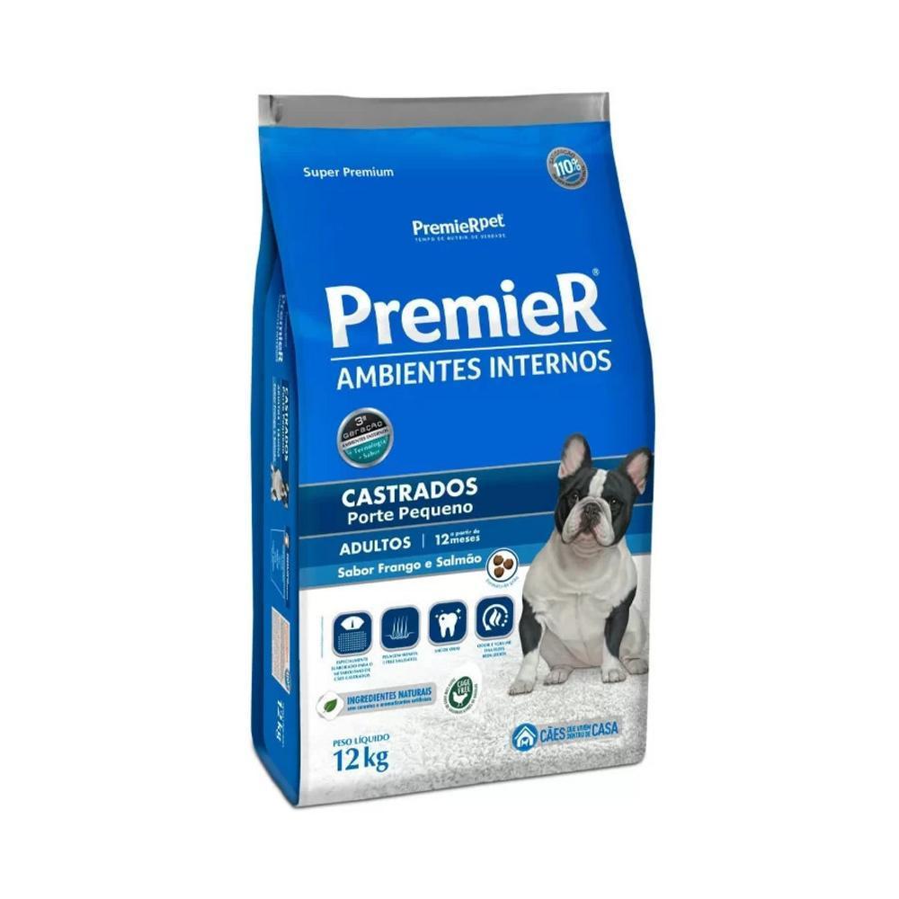 Ração Premier Ambientes Internos para Cães Adultos Castrados Sabor Frango e Salmão 1kg
