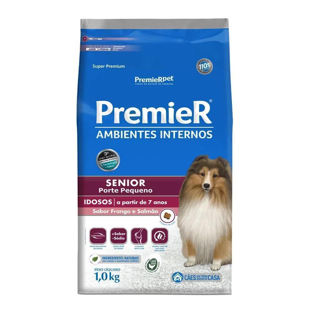 Ração para Ambientes Internos Cães Sênior Frango e Salmão Premier 1Kg