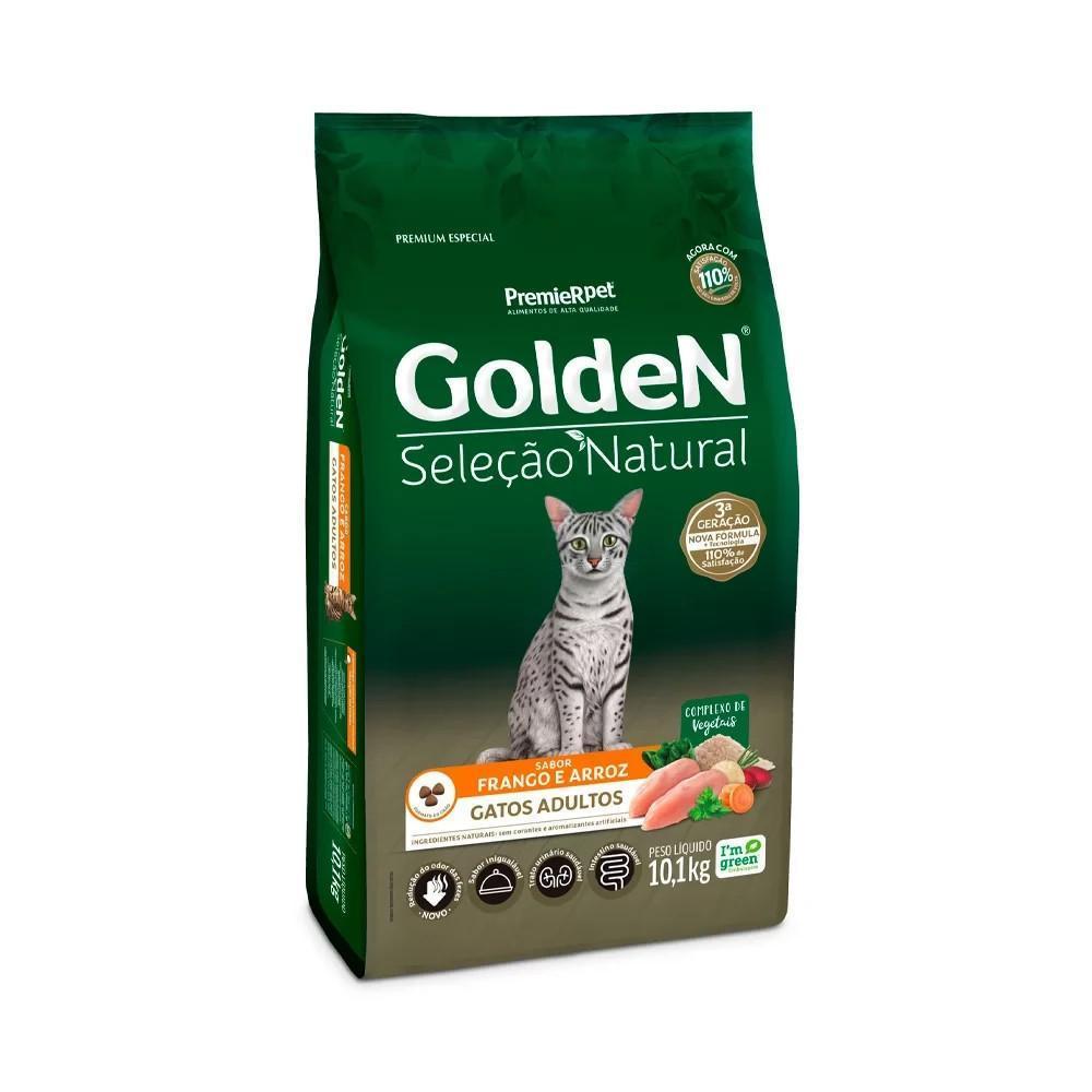 Ração Golden Seleção Natural Gatos Adultos Sabor Frango 10,1Kg
