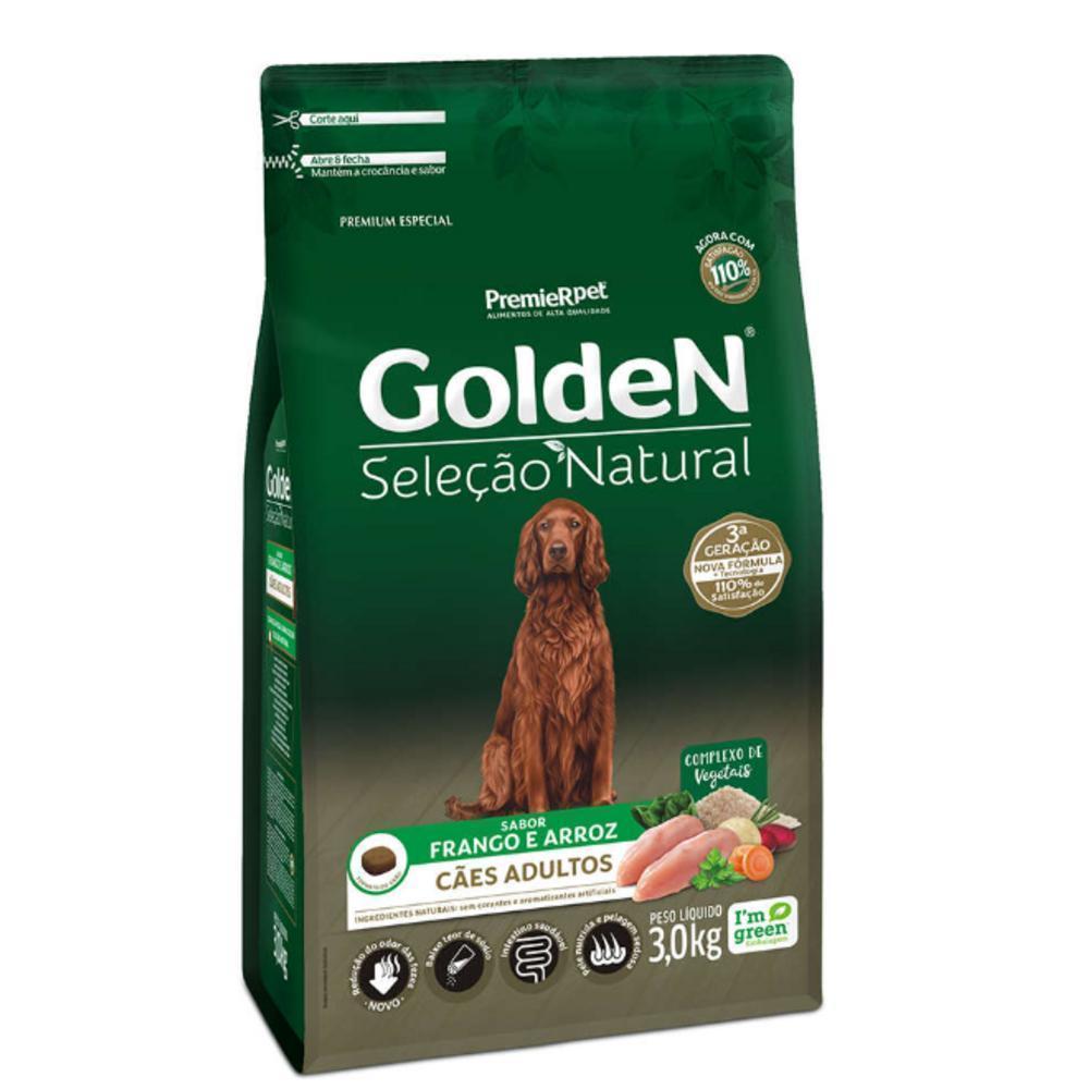 Ração para Cães Adultos Sabor Frango e Arroz Seleção Natural Golden Premier Pet 3Kg
