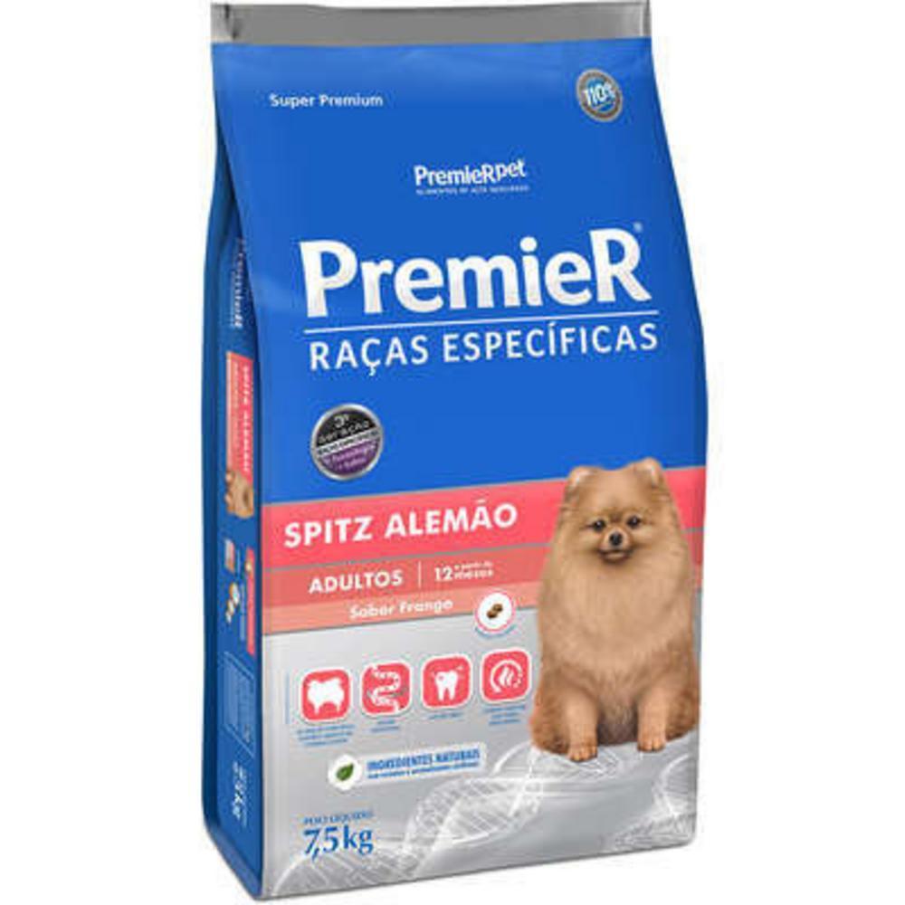 Ração para Cães Adultos Raças Específicas Spitz Alemão Sabor Frango Premier Pet 7,5Kg