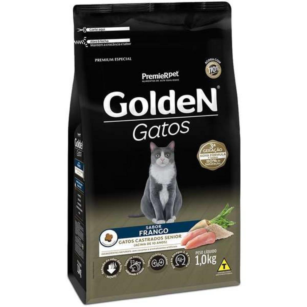 Ração pra Gatos Castrados Sênior Golden sabor Frango 1kg