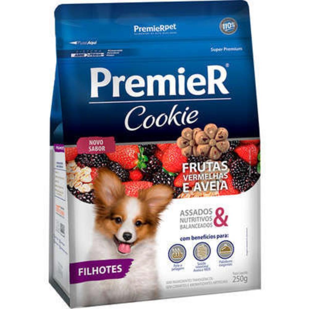Biscoito Premier Cookie para Cães Filhotes Sabor Frutas Vermelhas e Aveia 250g 4un