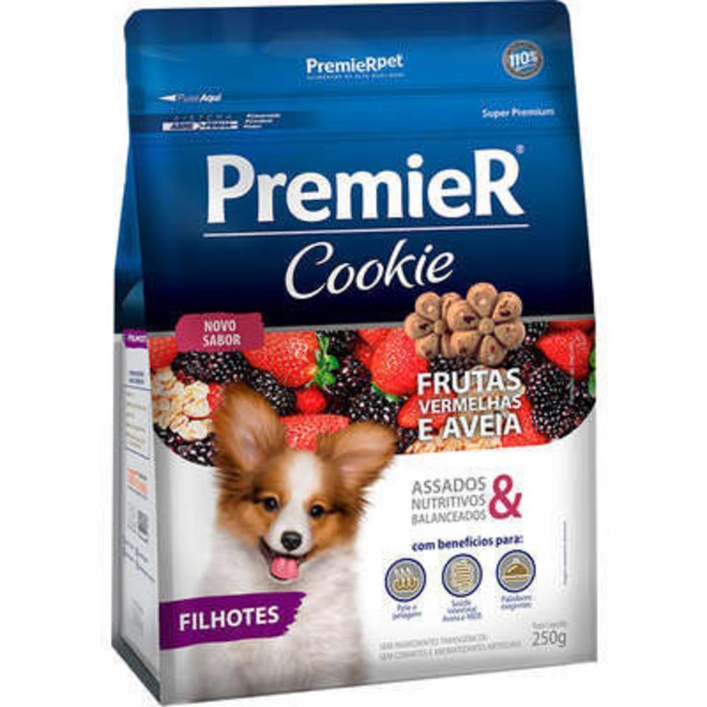 Biscoito Premier Cookie para Cães Filhotes Sabor Frutas Vermelhas e Aveia 250g