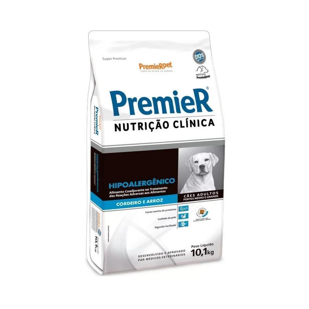 Ração Premier Nutrição Clínica Hipoalergênico Cordeiro e Arroz Cães de Médio e Grande Portes 10,1Kg