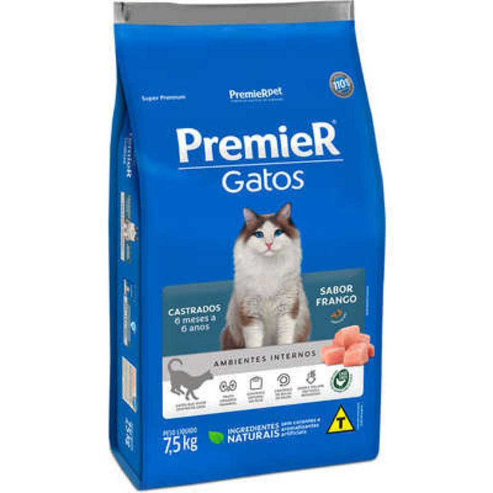 Ração para Gatos Castrados até 7 Anos Sabor Frango Premier Pet 7,5Kg